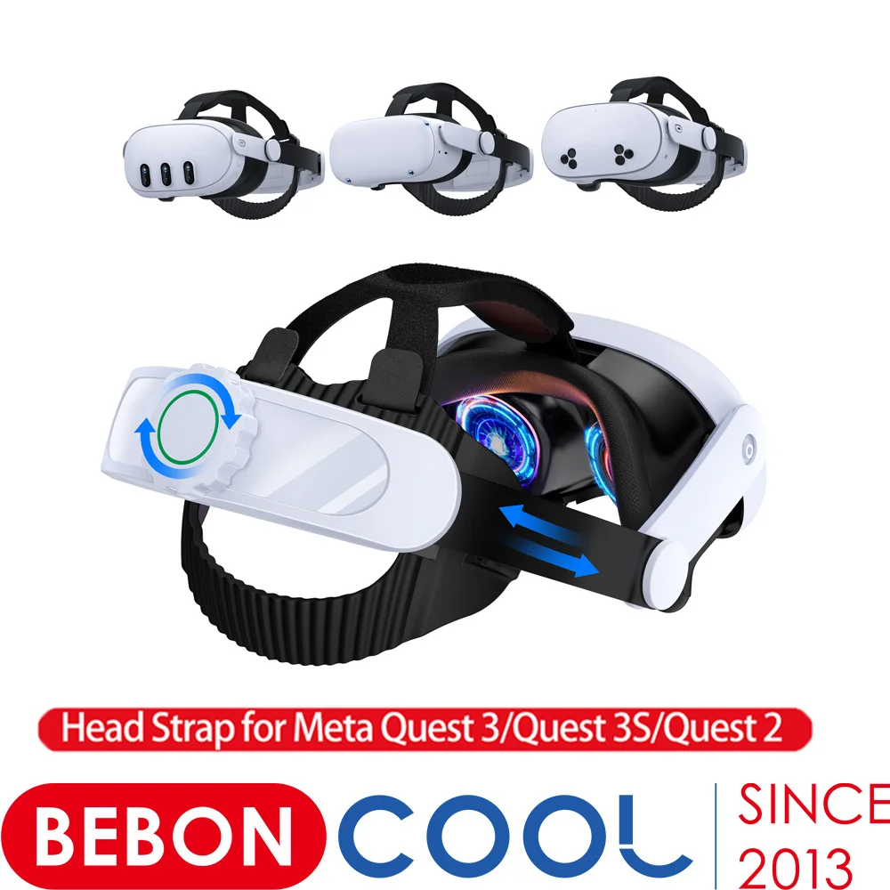 BEBONCOOL For VR Head Strap for Meta 2/3/3S - Adjustable Flip-Up Design Universal Fit for Ultimate Comfort