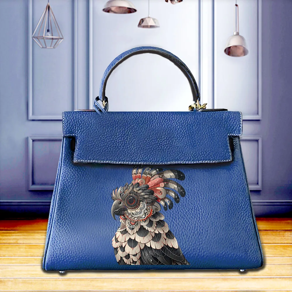 Colorful Parrot with Detailed Feathers Printed Customize Art Bags for Women Handbags Popular Designer Pink Luxur Goods Unique