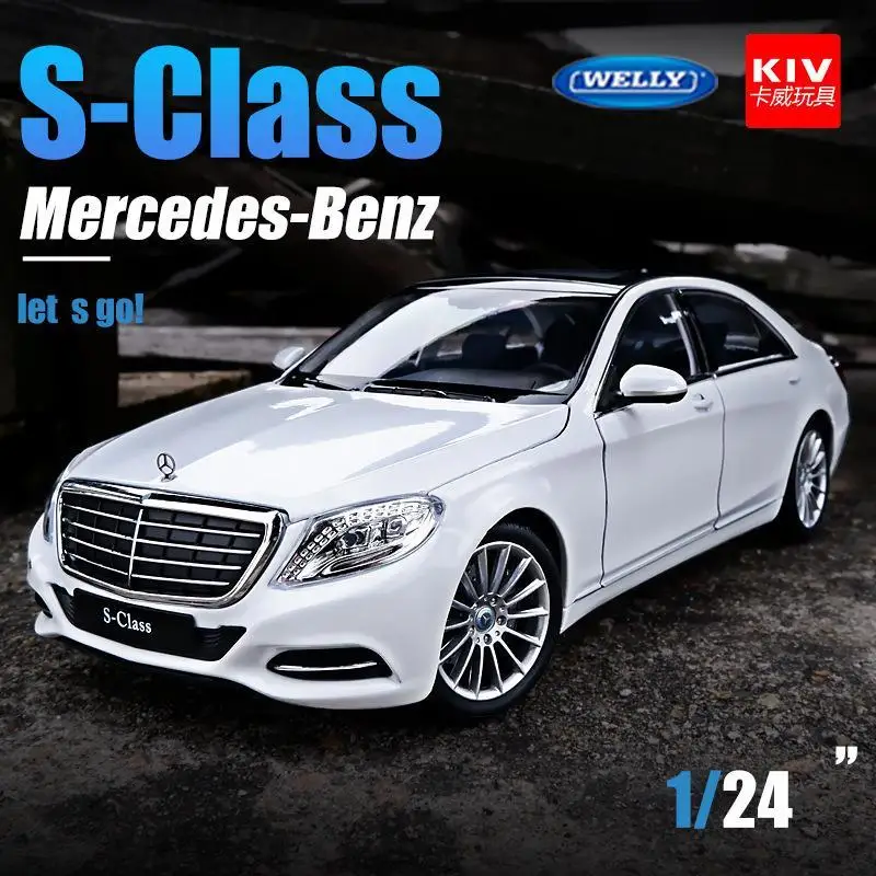 WELLY 1:24 Mercedes Benz S-Class Classical Diecast Car Metal Alloy Model Car Toys for Children Toy Gift Collection B47