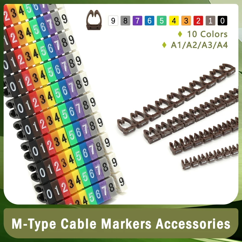 

100/150pcs Cable Markers Colourful M-Type Marker Number Tag Label For 2-8mm Wire Network Cable Wire Marker Tag Label for Cat5