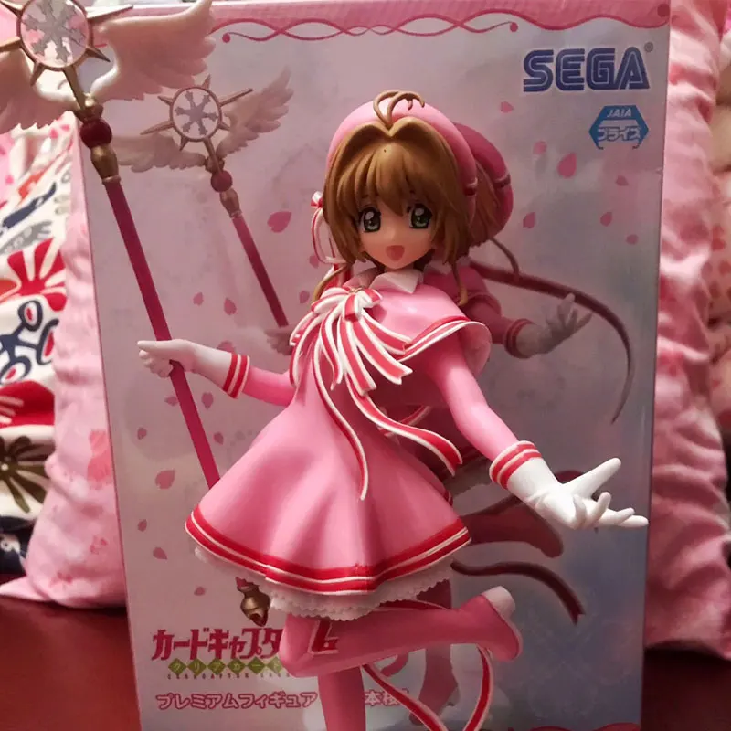 Original Sega Action Figure Cardcaptor Sakura Kinomoto Transparent Pvc Anime Figure Collection Model Room Decor Gift Doll Toy