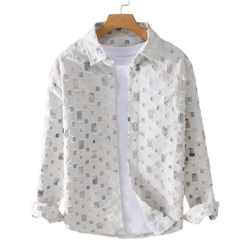 2023 Tops Spring Autumn New Brand Retro Men\'s Plaid Cotton 100% Lapel Shirts Male Long Sleeve Loose Casual Men Clothes