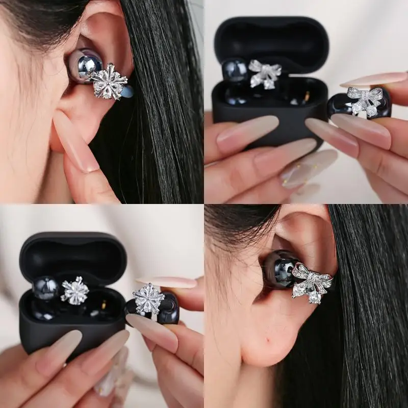 1Pair Stylish Zirconia Ear Clip Enhancements For Freeclip Earphone Clip On Charm Optimal Fit Comfort Performances
