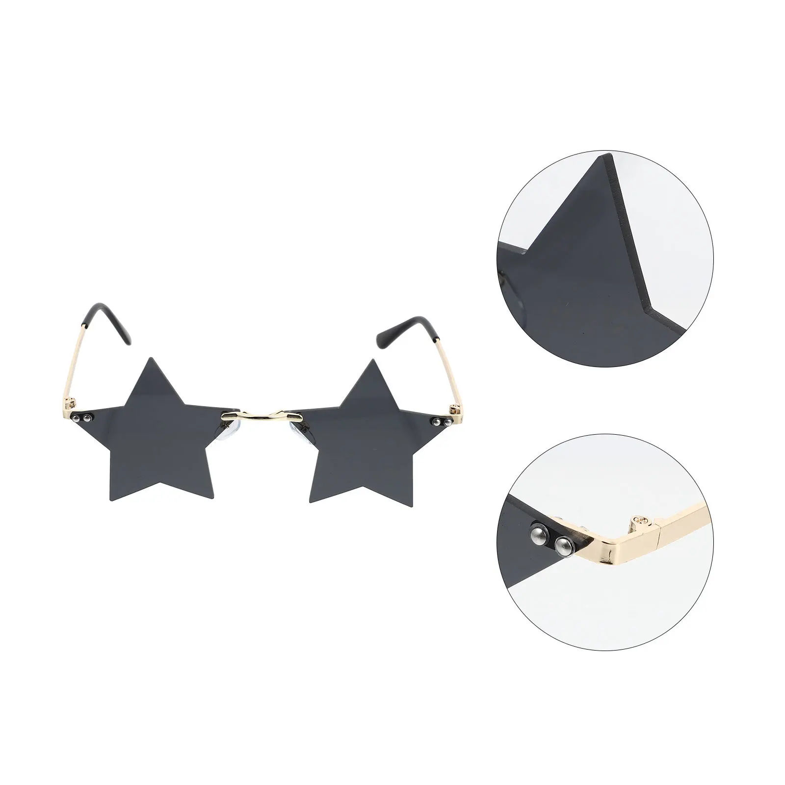 

1Pair Fashion Star Shape Sunglasses Irregular Rimless Design Comfortable Curved Legs Party Photo Props Unisex Rimless Sunglasses