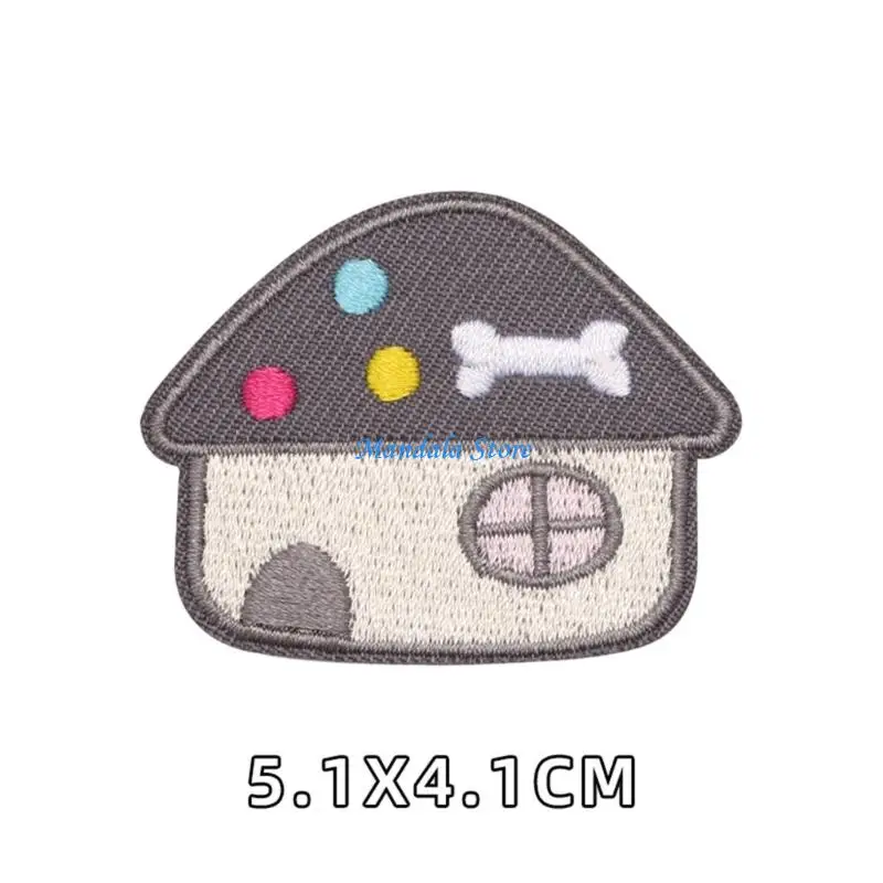 U2JC Dog Animal Embroidered Iron On Fabric Patches Appliques for Jackets Bag Clothes