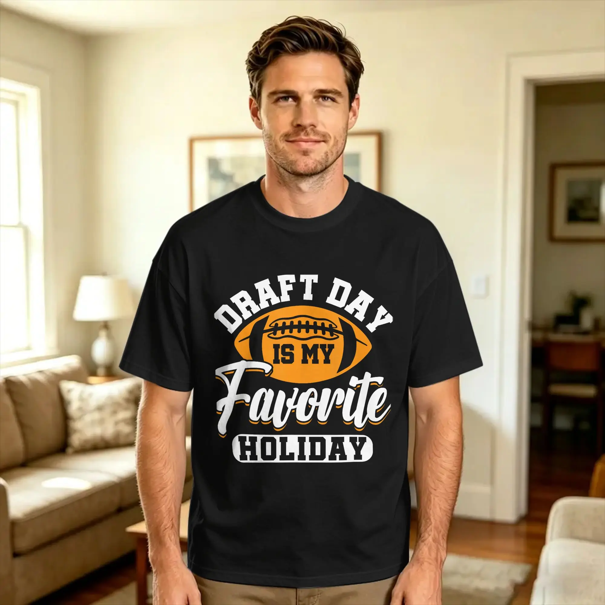 Draft Day is my Favorite Holiday Cotton T-Shirt For Men Summer  Vintage T Shirts Novelty Tees Oversized Design Clothing