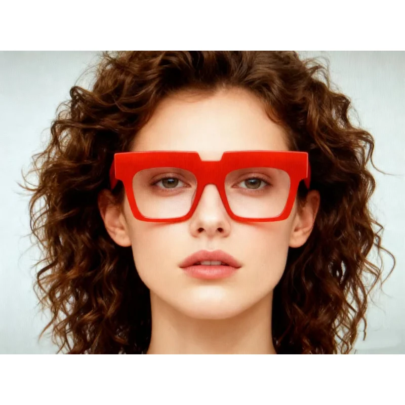 

Acetate Optical Glasses Frame Women Red Square Eyewear Fashion Eyeglasses for Woman Hand Made Prescription Glasses Female