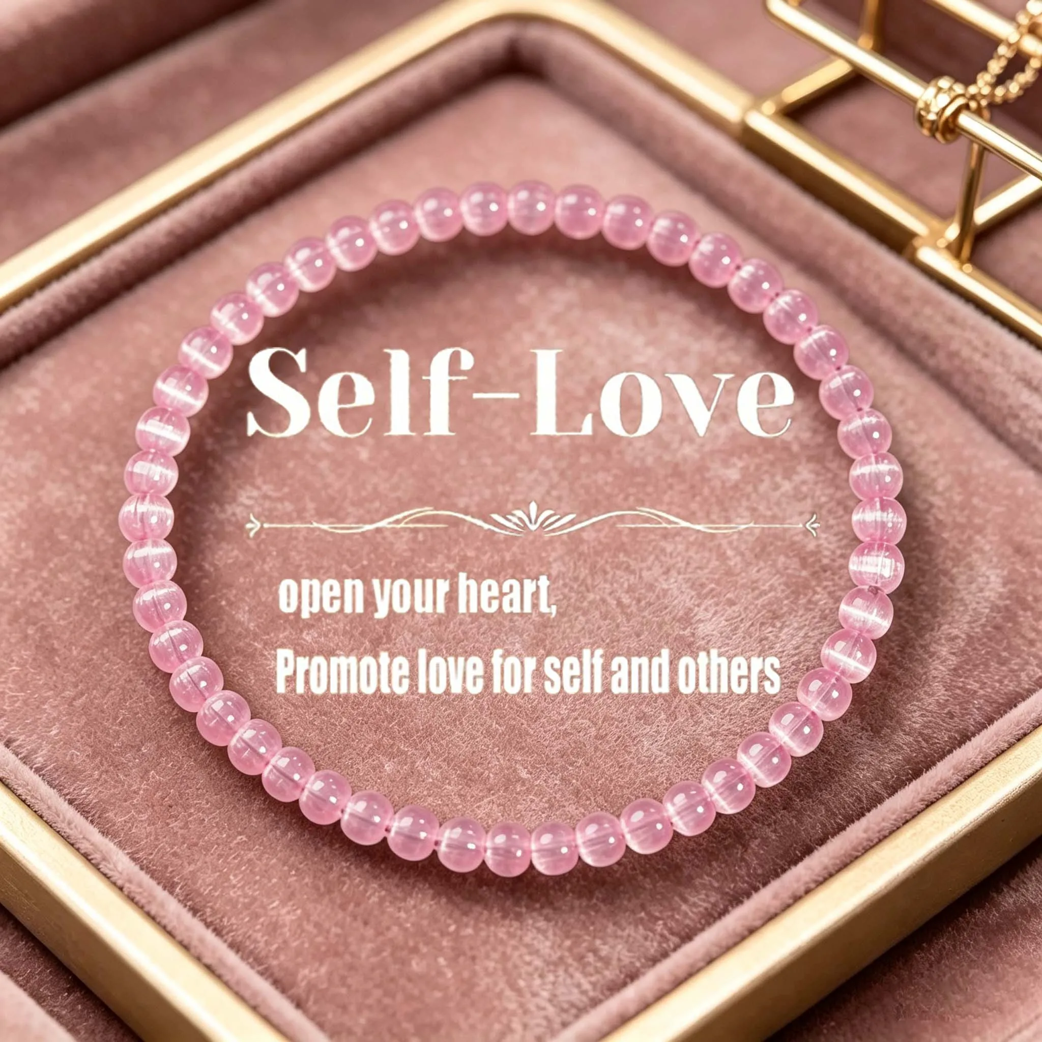 1pc Handmade 4mm light pink cat eye bead bracelet, helpful for charm and romantic atmosphere, suitable for Valentine's Day gifts