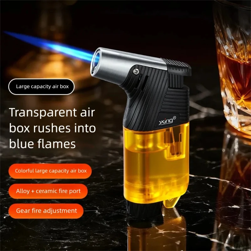 Elbow Electronic Lighter - Transparent Window Metal & Plastic Hybrid, Press Inflatable Windproof, Portable Outdoor Ignition Tool