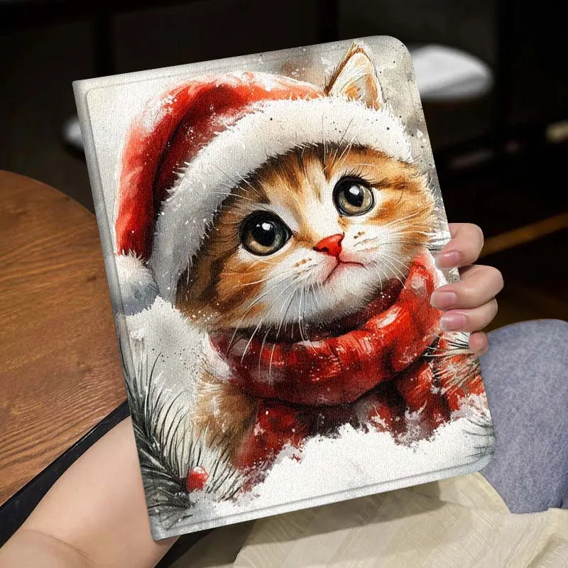 

Cartoon Christmas Cat Art cool For iPad Pro Air Mini 1 2 3 4 5 6 7 7th 8th 9th 10th 11th 10.2 9.7 10.5 10.9 11 12.9 Tablet Case