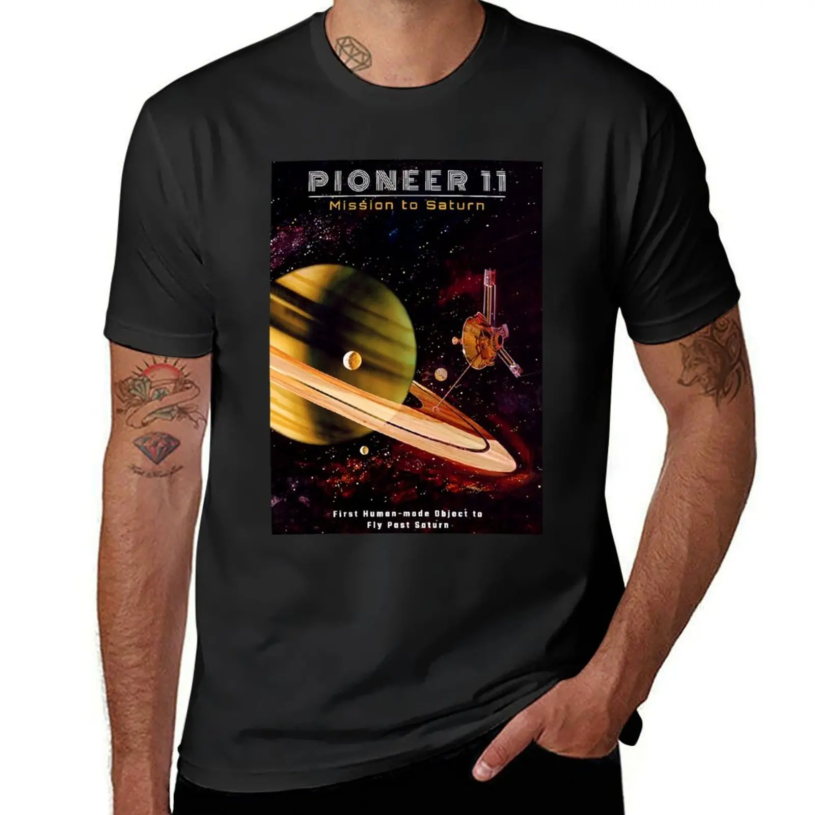 

Pioneer 11 - First Human-made Object to Fly Past Saturn T-Shirt aesthetic clothes quick drying Short sleeve tee men