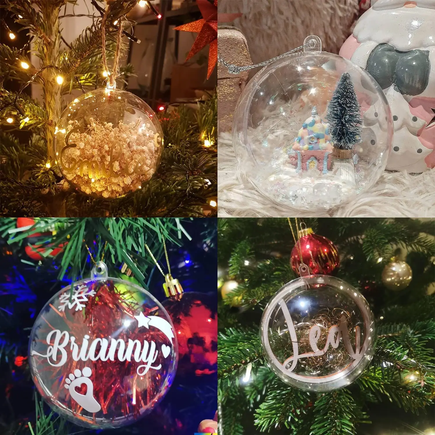 10Pc Christmas Transparent 10cm Ball Christmas Trees Open Ball Box Bauble Ornament Wedding Gift Present Party Home Decoration