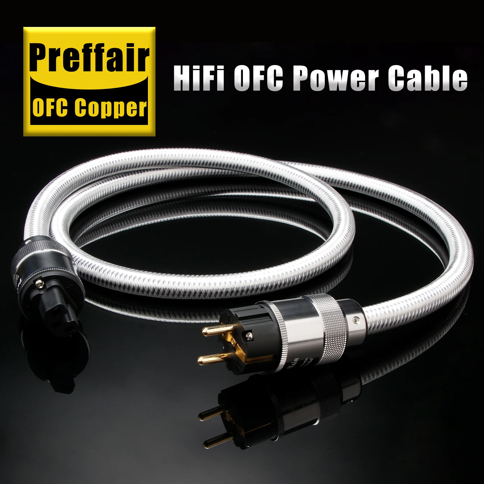 

HiFi Audio Power Cable OFC AC Mains Audiophile Power Cord Power Wire Gold Plated EU/US Schuko Plug IEC CRYO -156 Degrees