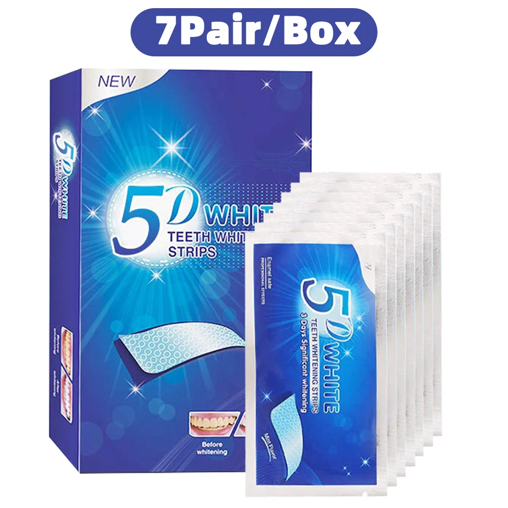 5D Tanden Whitening Strip 7/14/21/28 Paar Witter Strips voor het Verwijderen van Roken Koffie Vlekken, Effectieve Thuisgebruik Tanden Whitening Kit