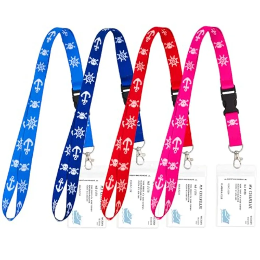 

Cruise Lanyards, 4 Pack Waterproof Lanyards with ID Badge Reel Holder, Detachable Buckle for Ship Key Cards, Cruise Ship Essent