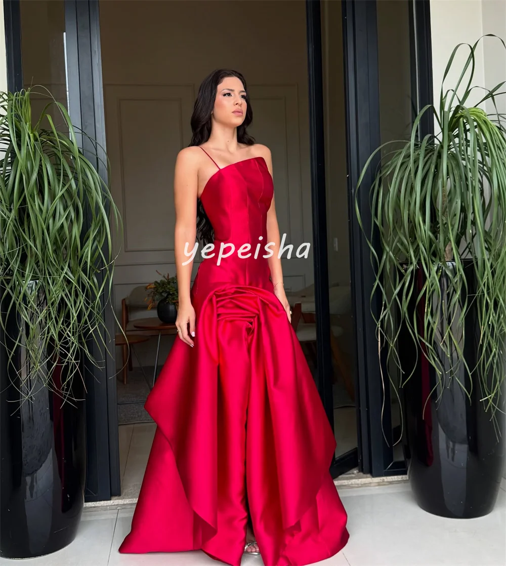 Abiti lunghi monospalla a trapezio con pieghe abbinate semplici personalizzati Abiti da cerimonia su misura Squisito ed elegante di alta qualità