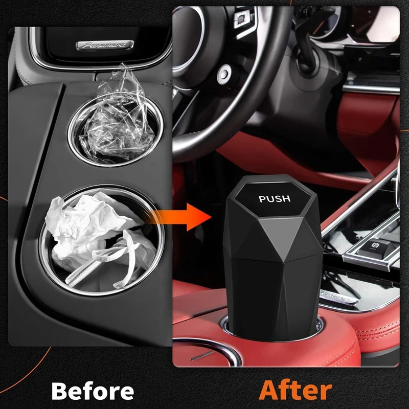 Auto-Mülleimer (mit Deckel), tragbarer Auto-Mülleimer, Auto-Mülleimer, Mini-Mülleimer, auslaufsicherer Fahrzeug-Mülleimer, Autozubehör – Detail 5