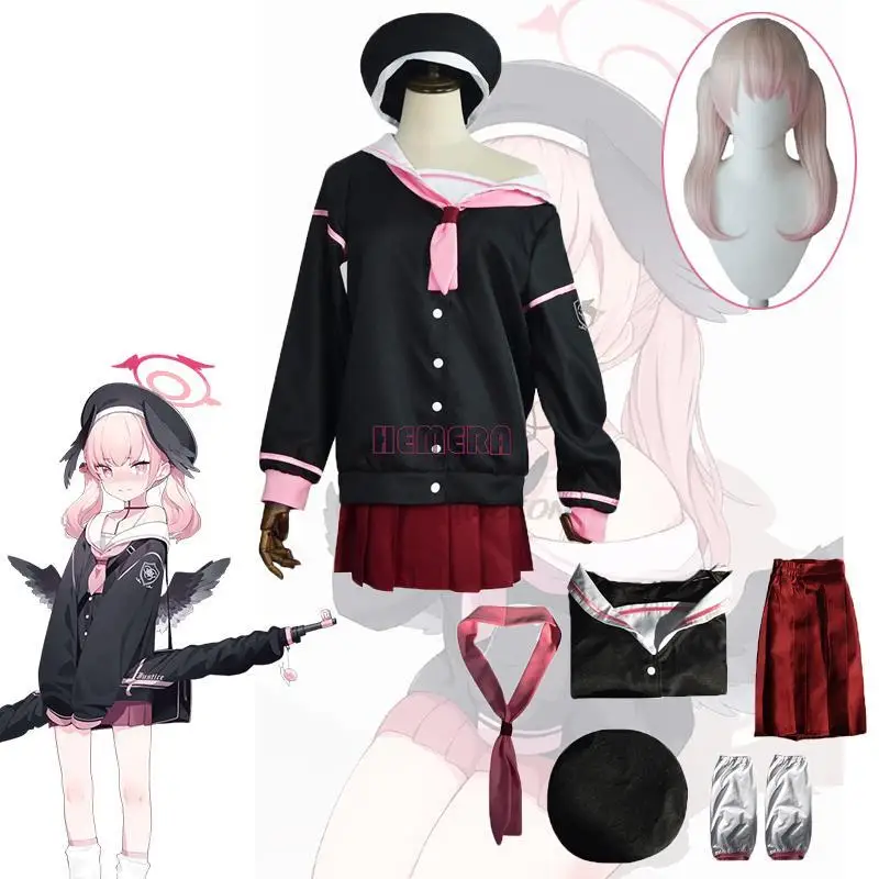 

Game Blue Archive Project MX Shimoe Koharu Cosplay Costume Wig Anime School Loli Sailor Uniform Halloween Suit