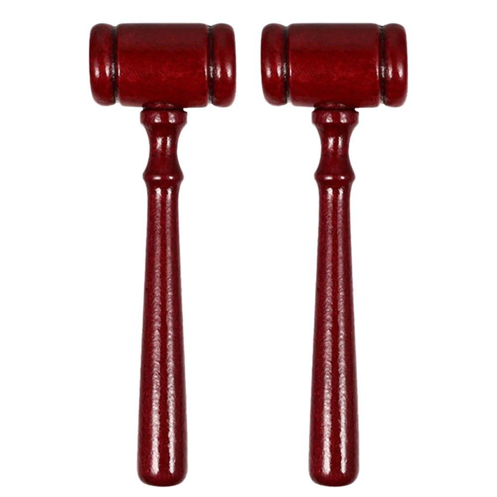 2Pcs Judge Hammer Red Wood Small Size Perfect Gift Judge Chairman Lawyer Auctioneer Law Student Halloween Justice Ornament