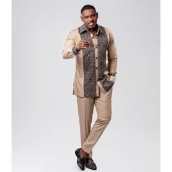 2025 new traditional men's suit luxury gentleman's shirt suit casual travel banquet men's two-piece set fashionable men's suit