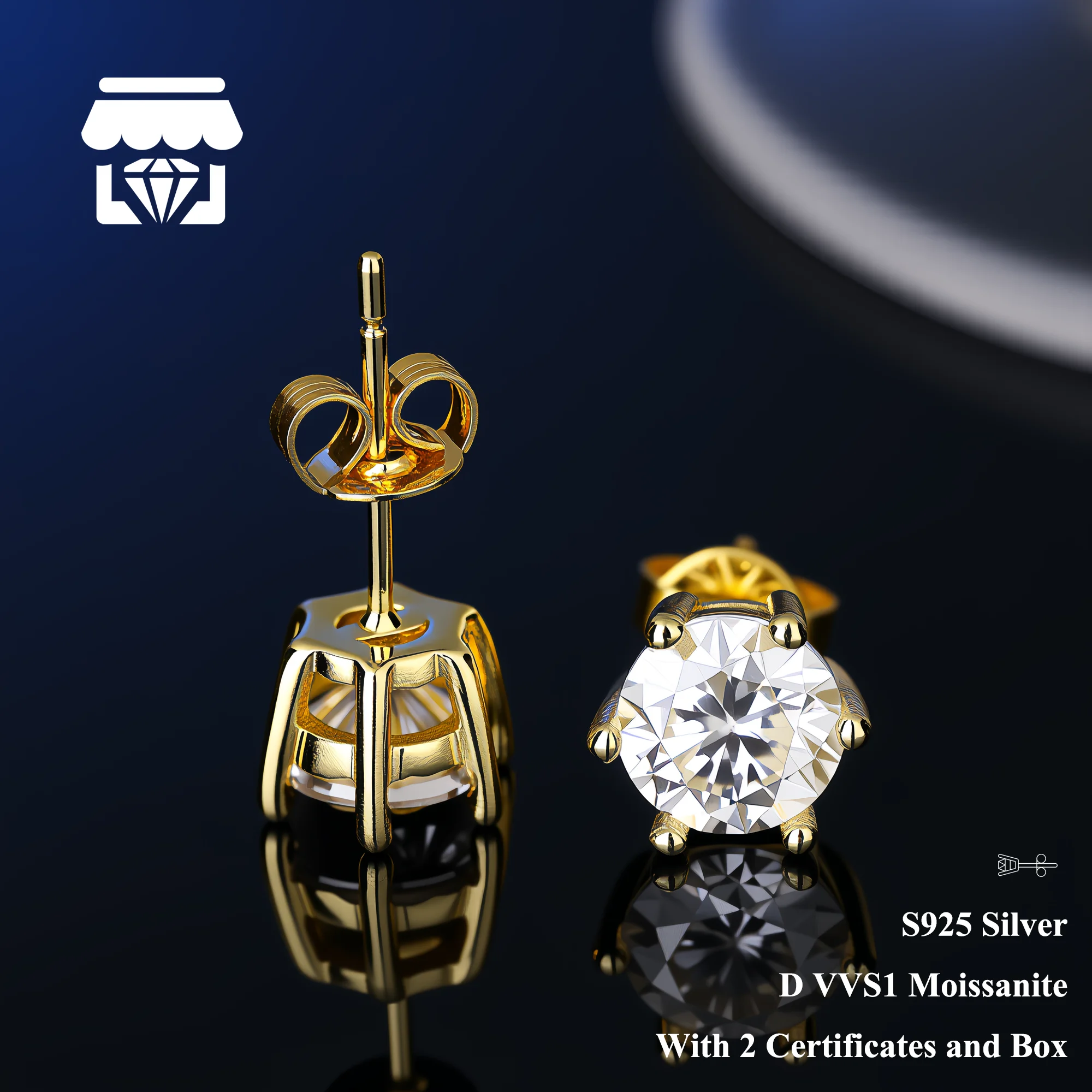 

Серьги 0,5CT 1CT 2CT из 100% настоящего муассанита с двумя сертификатами GRA для женщин и мужчин, подарки на помолвку, годовщину, свадьбу