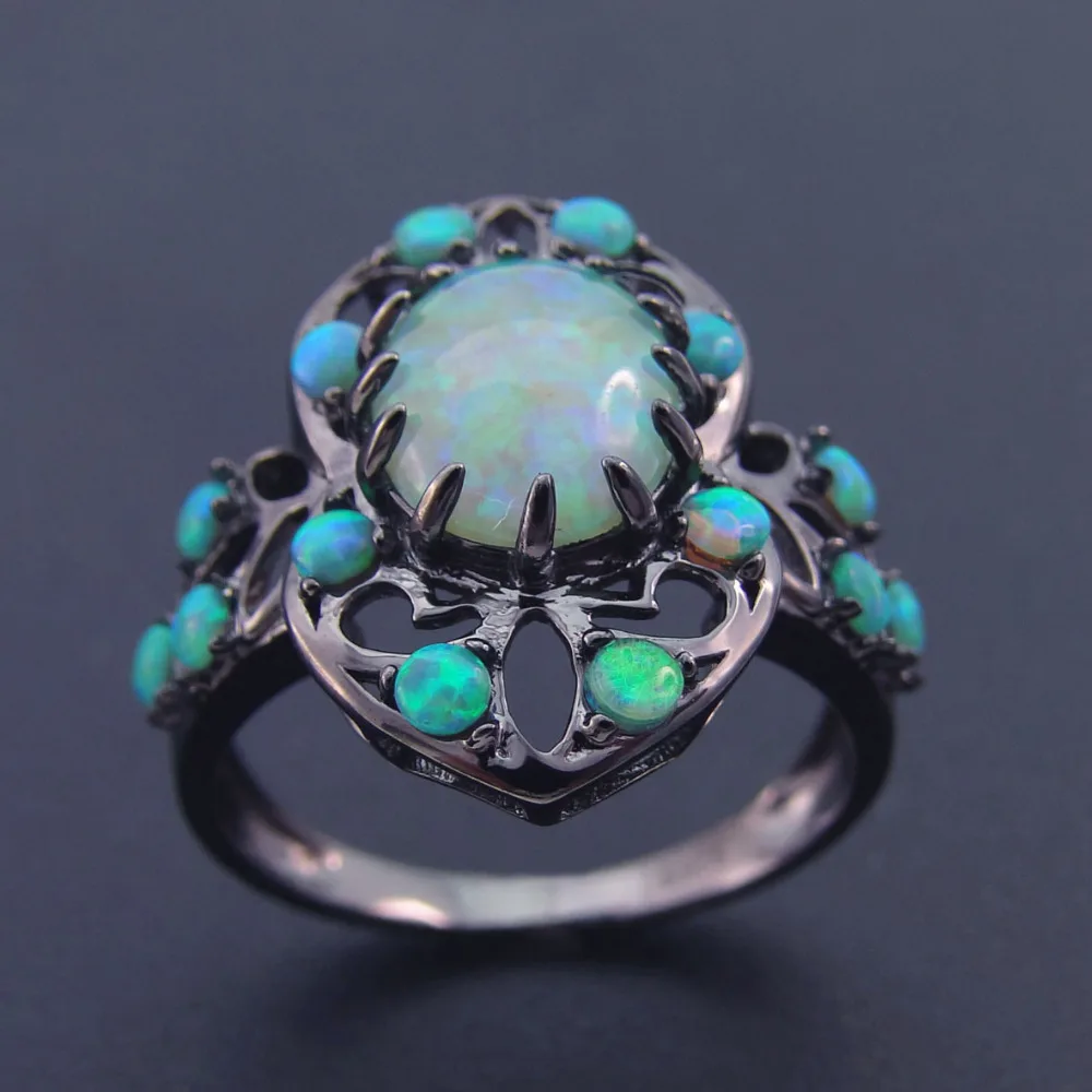 Fine Opal Jewelry 100% 925 Sterling Silver Ring with Fire Opal Ring Women Rings for Wedding party Engagement Size 6/7/8/10