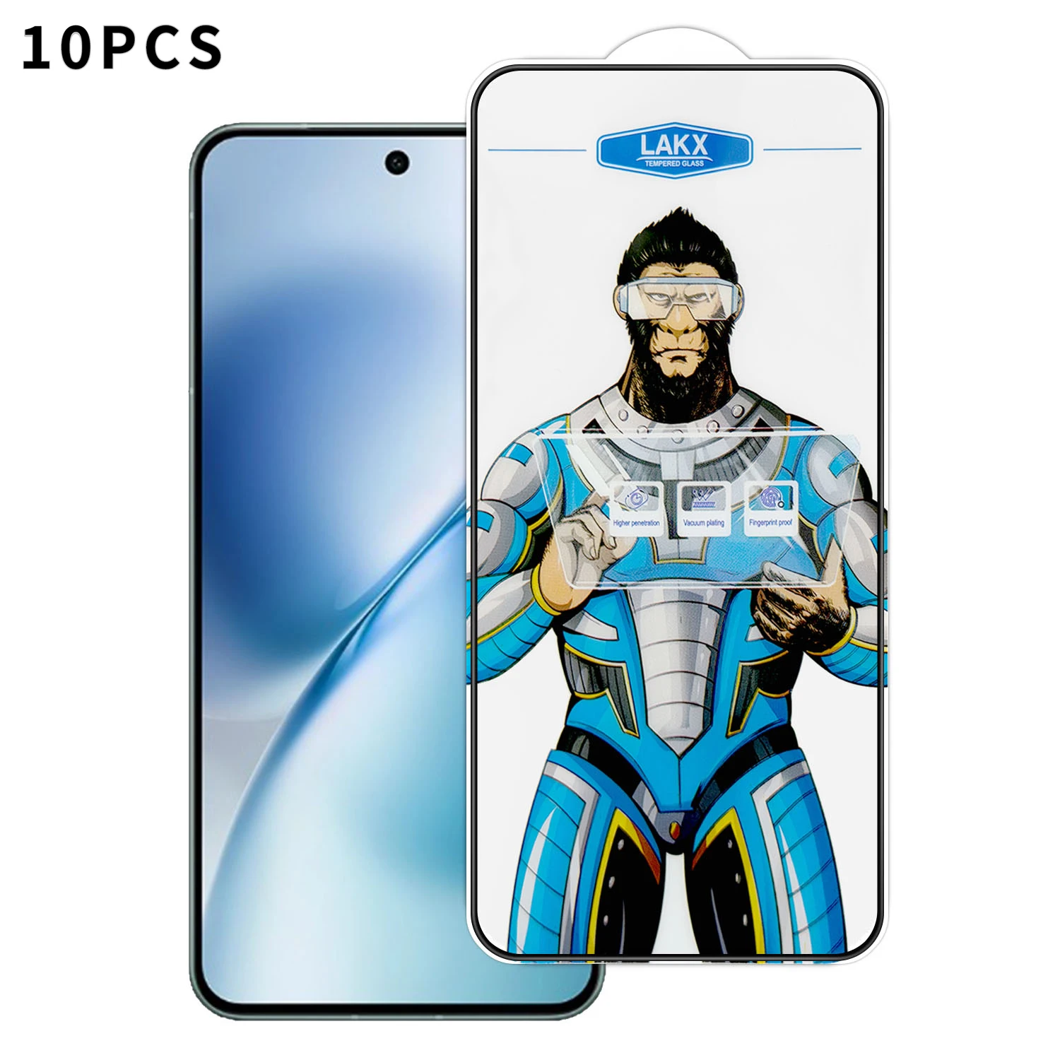 

For vivo X200s 5G 10Pcs High Definition Tempered Glass Anti-fingerprint Anti-static Electroplating Full Screen Protector - Trans