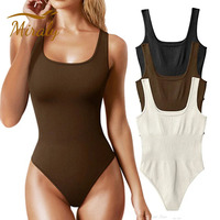 High Elastic Ribbed Tummy Jumpsuit Shaper Bodysuits Square Neck Compress Tummy Control Open Crotch Shapewear Suits Open Crotch