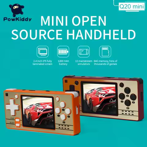 POWKIDDY Q20 MINI Open Source 2.4 Inch OCA Full Fit IPS Screen Handheld Game Console Retro PS1 New Game Players Children's gifts