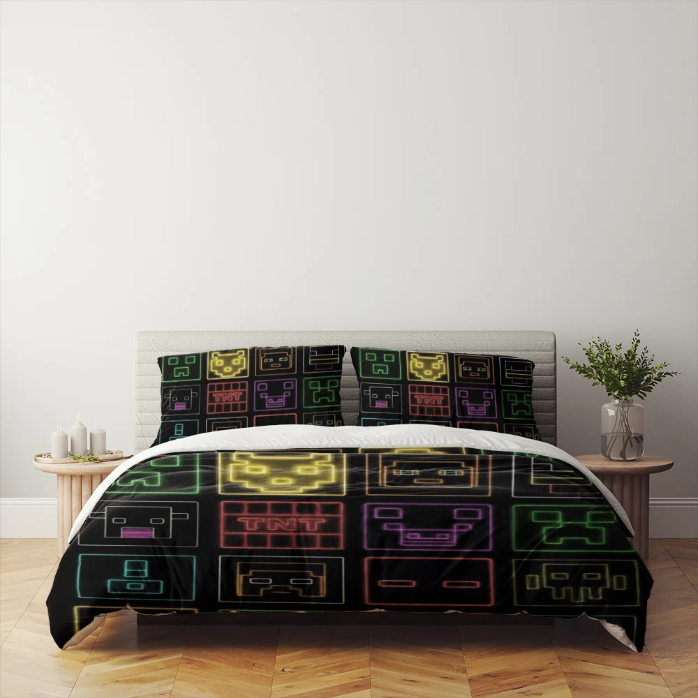 8 Bit Shooting Game Duvet Cover Set Gift for Steam Fans,Single Double Full Queen King Quilt Cover