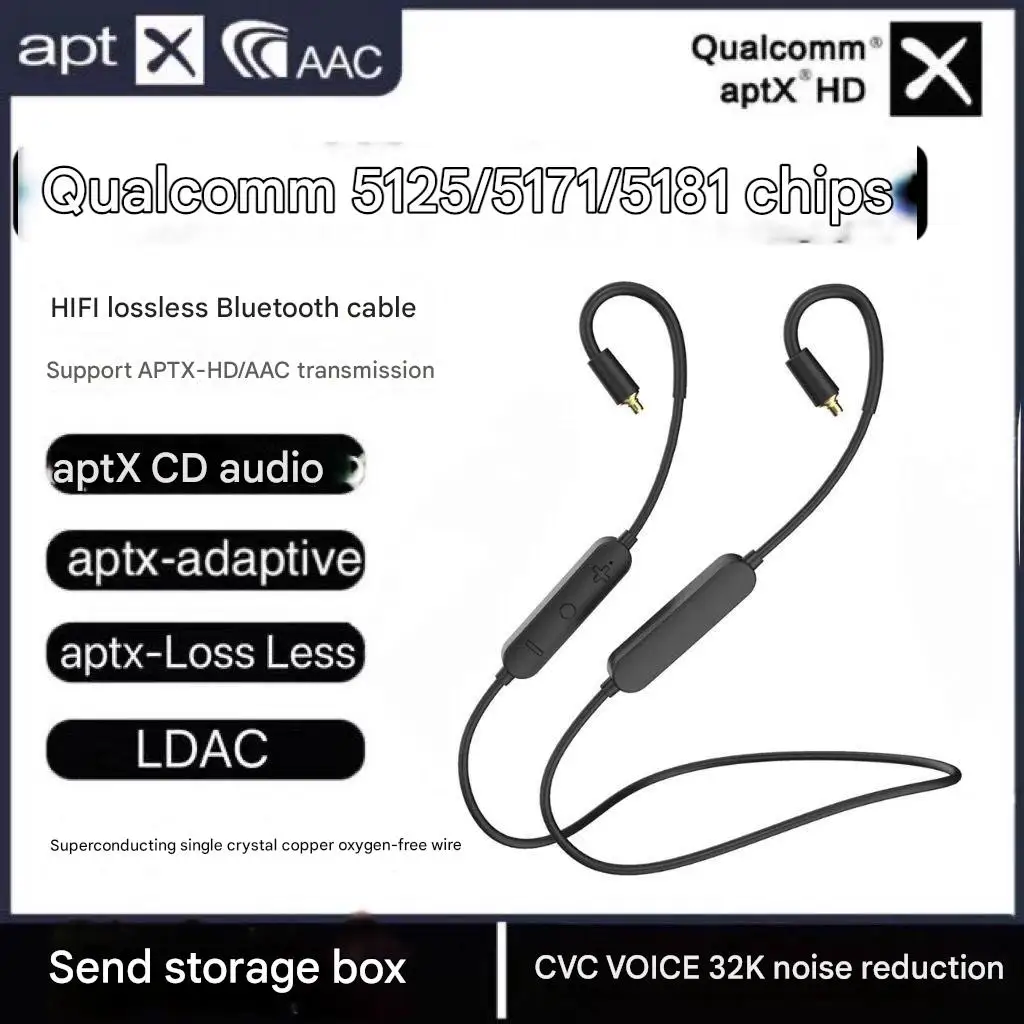 Qualcomm 5181 Bluetooth-Upgrade-Kabel, verlustfrei, 5,4-Headset, großer Akku für A2DC mmcx ie900 ie80s 0,78