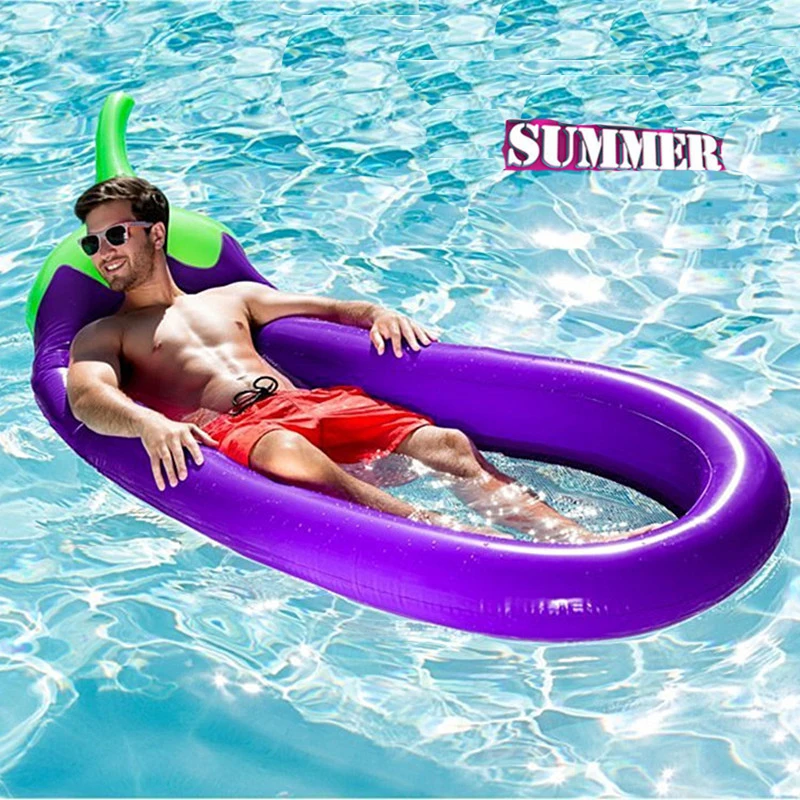 

250cm Pool Inflatable Float Eggplant Lounge Chair Shape Mattress Swimming for Adult Tube Raft Kid Swimming Ring Summer Water Toy