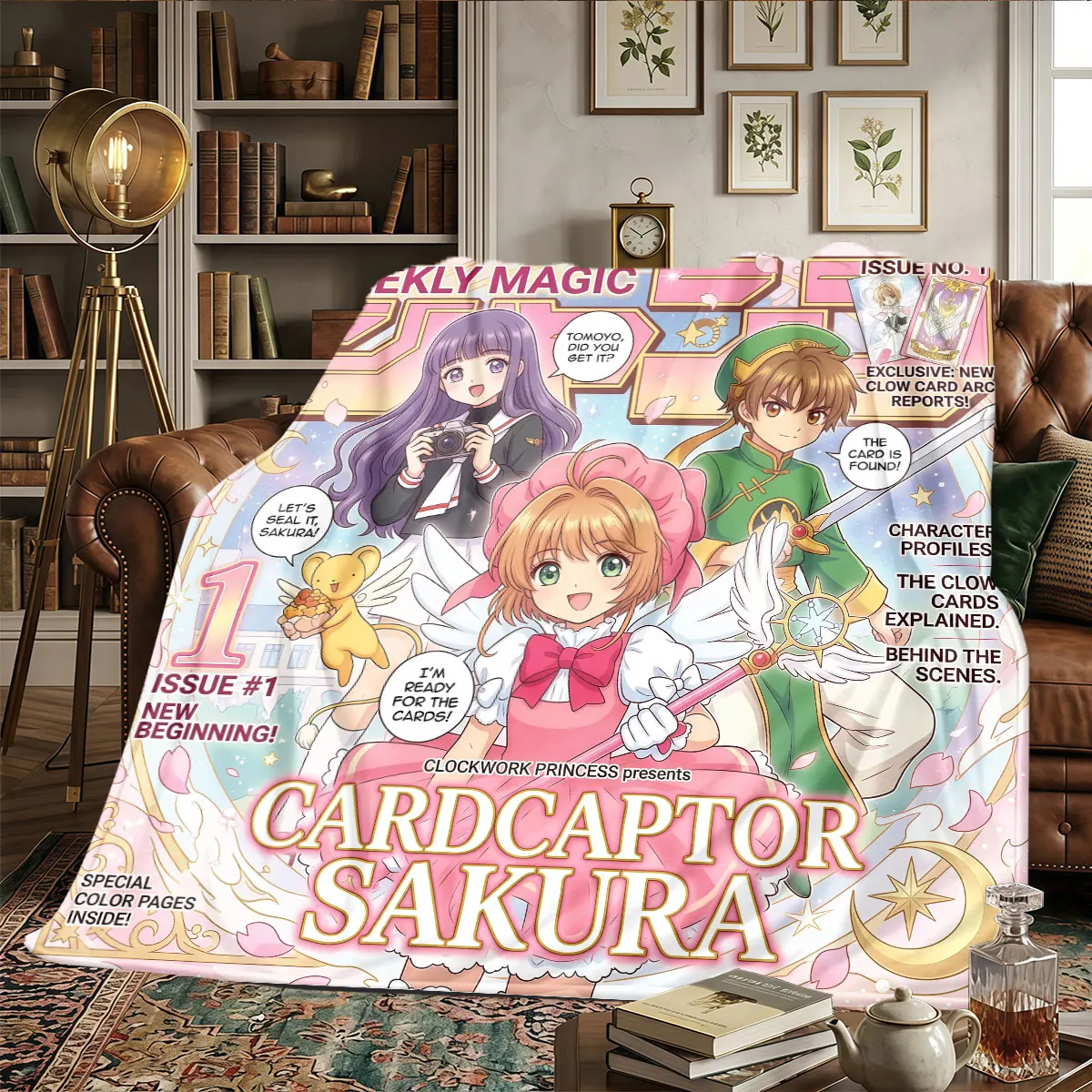 Couverture à motifs Cardcaptor Sakura, légère et portable, pour la décoration de la maison, les chambres à coucher, les siestes, chaleur et confort, cadeau idéal -HE6