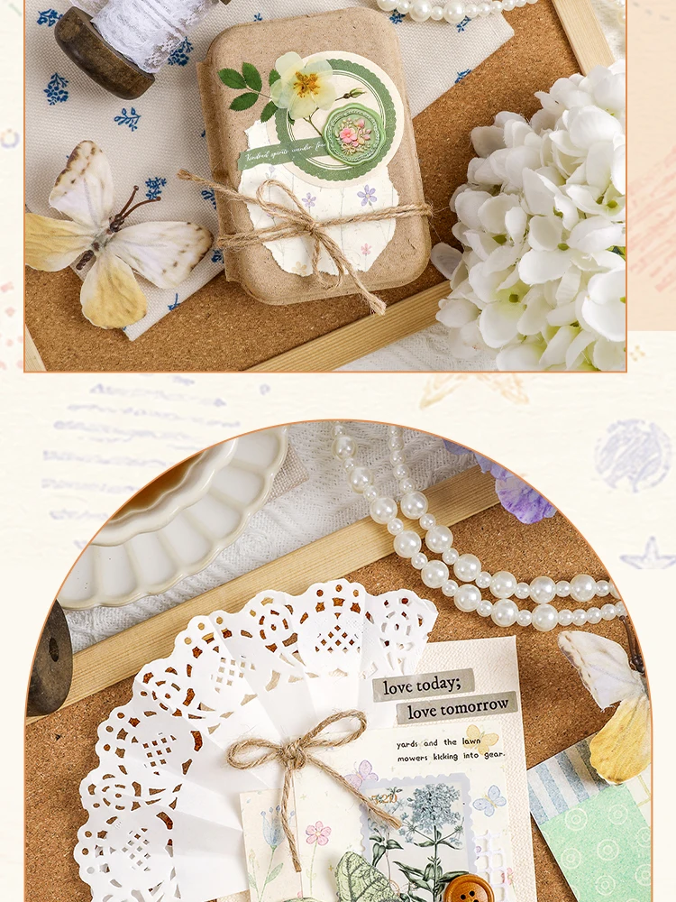 Journal GO 50 Stück Niedliches gemustertes Scrapbook-Papier mit Blumen- und Sternmotiven, dekorative Blätter für Junk Journals, Planer, Scrapbooking & Bastelarbeiten – Detail 10