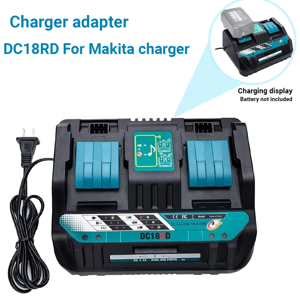 

Новейшее зарядное устройство, двухпортовое зарядное устройство 4A для Makita, 18 В, 14,4 В, аккумулятор для электрической дрели BL1830 BL1430 DC18RD