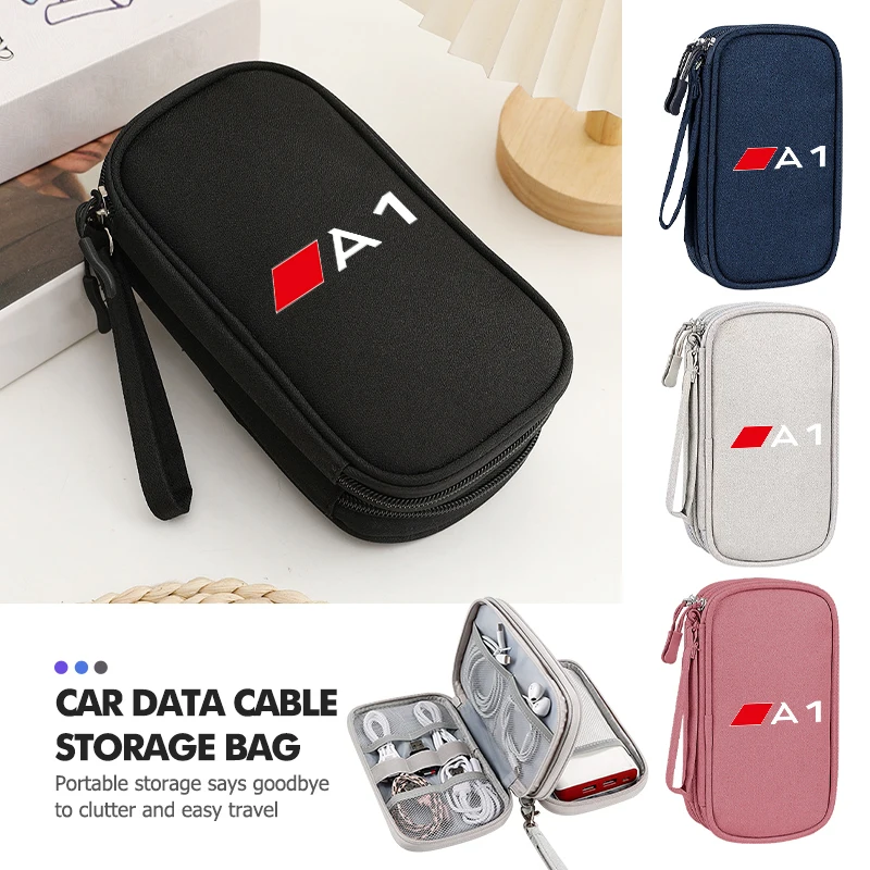 Car Storage Bag Earphone USB Data Cable Travel Organizer For Audi TT A1 A3 A4 A6 A5 Q5 A1 Q7 Q3 A8 Q2 A7 B8