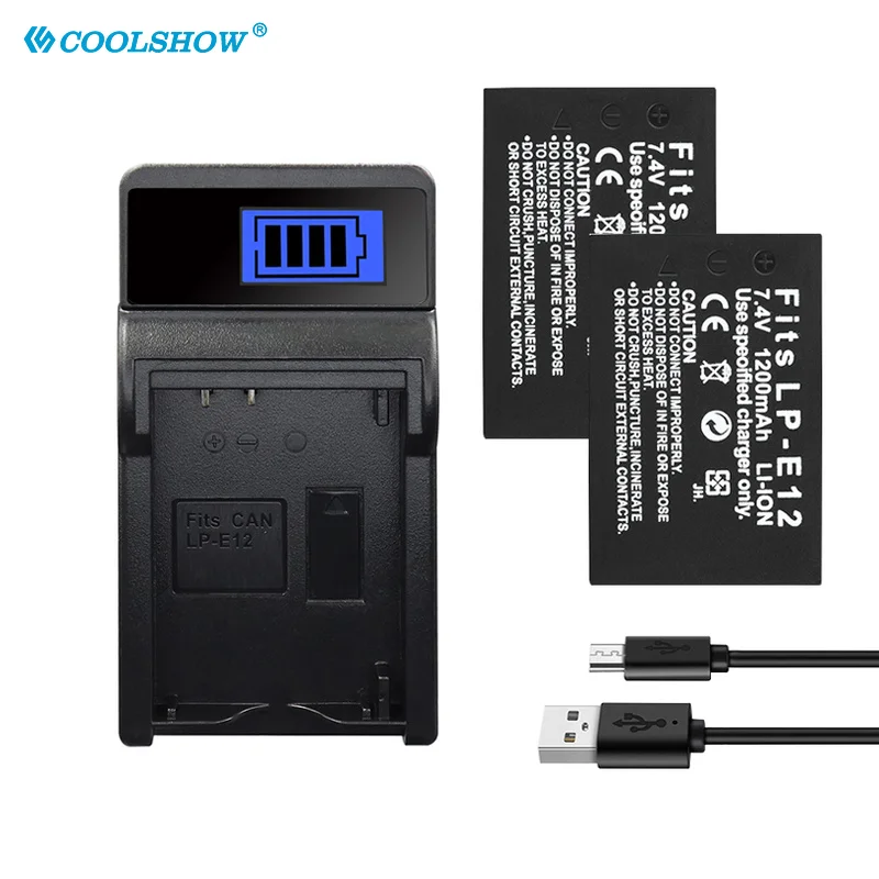 LP-E12 LP E12 1200mAh Battery for Canon Rebel SL1 100D Kiss X7 EOS-M EOS M M2 EOS M10 M50 M100 Camera Batteries Charger