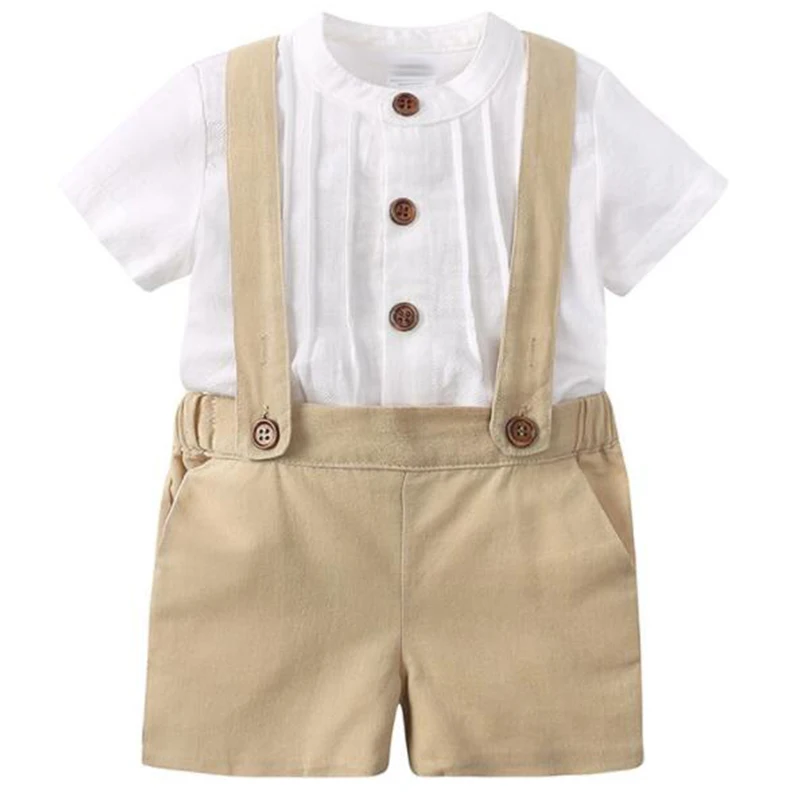 

2Piece Spring Summer Outfits Baby Clothes Casual Fashion Cotton White T-shirt+Shorts Toddler Boy Outfits Kids Clothing Set BC357