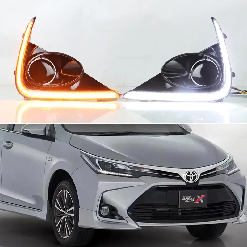 Daytime Running Lights For Toyota Corolla Altis X 2021 2022 2023 12V Car Drl Sequential Turn Signal Auto Led Fog Lamp Headlight