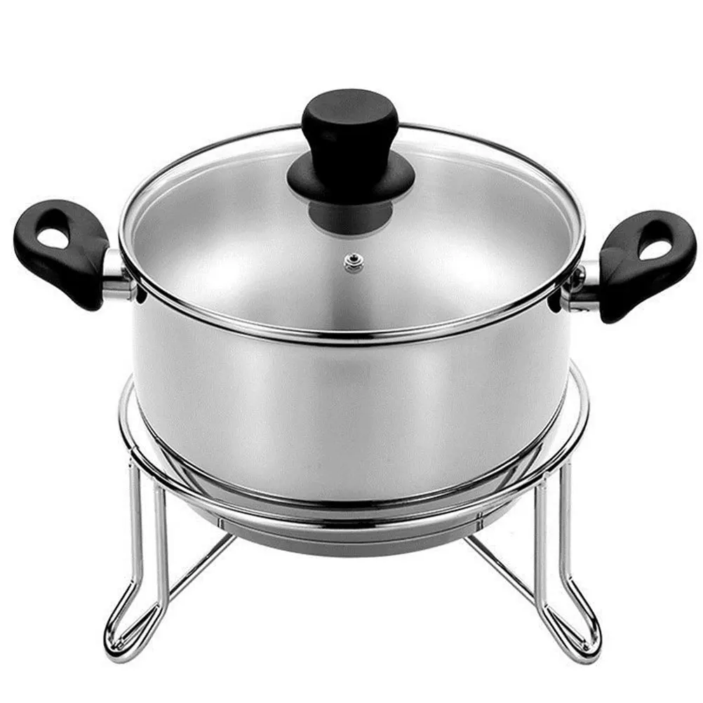 

Stainless Steel Pot St Insulated Holder for Cooking Soup Pots Steamer Rack Heat Proof Kitchen Gadgets Easy Clean Hollow Design
