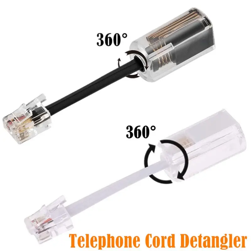 2m Telephone Wire Anti Winding Device RJ9 4P4C Handle Wire Anti Winding Device With RJ9 Spring Wire Coil Telephone Receiver Wire