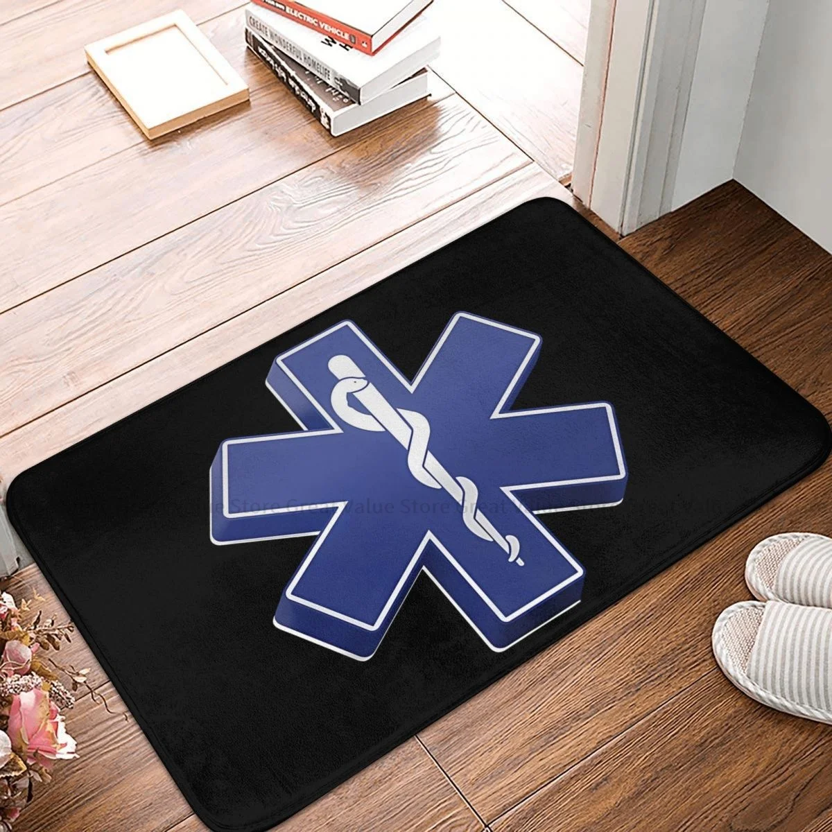 Star Of Life Bathroom Non-Slip Carpet Paramedic Emblem Living Room Mat Entrance Door Doormat Home Decor Rug