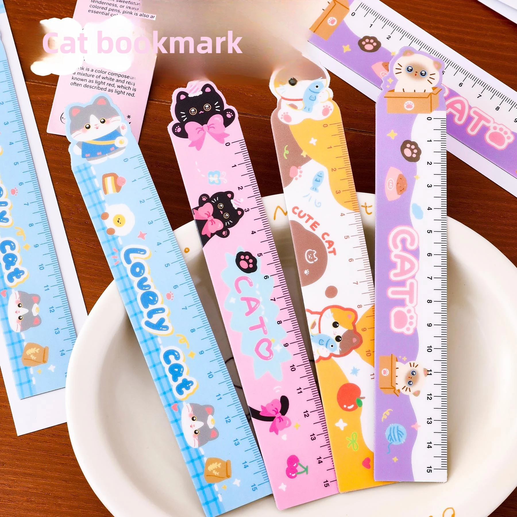 12 Pcs Ins Cute Cat Magnetic Bookmark Rulers Student Shaped Ruler Creative Stationery Bookmarks Office Gifts Drafting Supplies