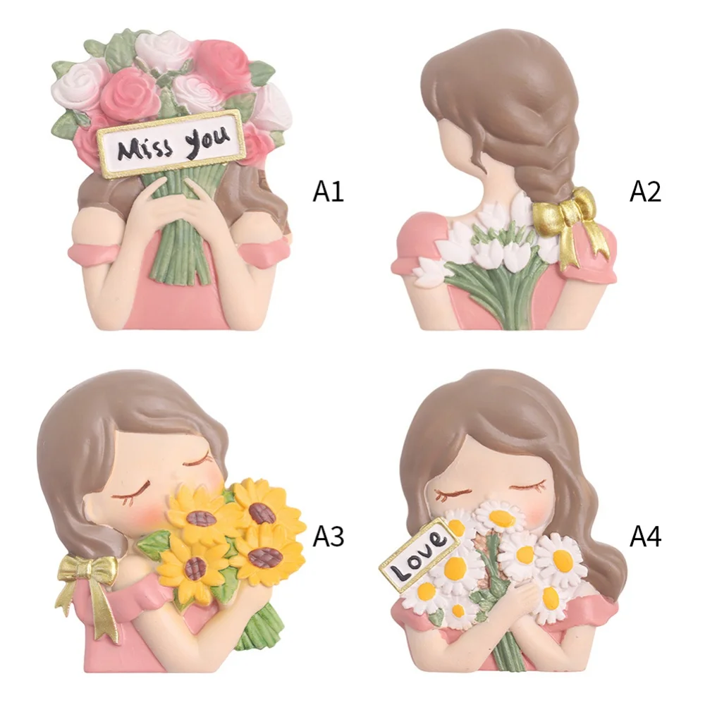 Cute Sunflower Girl Switch Sticker Resin Miniature 3D Light Socket Wall Sticker Bedroom Home Decoration Decals Daisy Figure