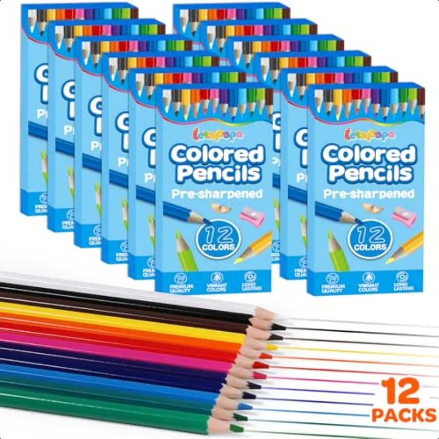 

144 Count Colored Pencils for 12 Pack Colored Pencils in 12 Colors Presharpened Color Pencils Bulk Coloring Pencil Bulk for Tea