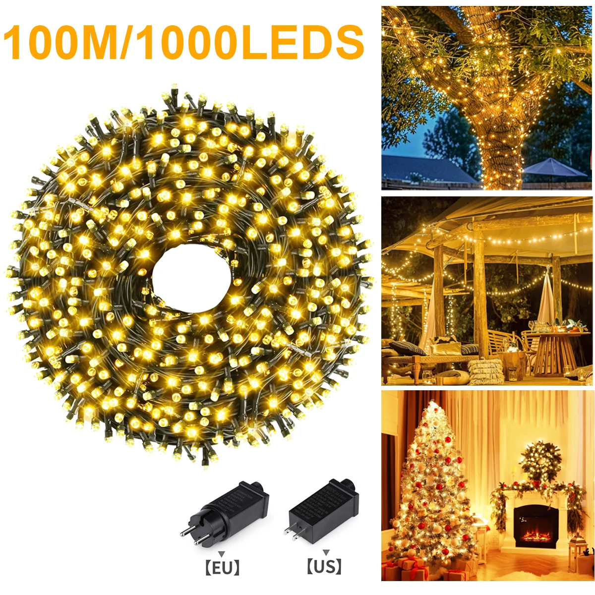328FT-33FT 1000-100LEDS Fairy LED Patio String Light Outdoor Garden Garland Lawn Courtyard Lamp For Halloween Christmas Decor