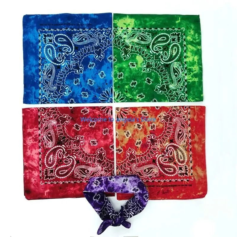 X4YC gradient paisley bandanas nowość motocykl twarzy maska ​​kwadratowy szalik chusteczka na nakrycia głowy kowboj