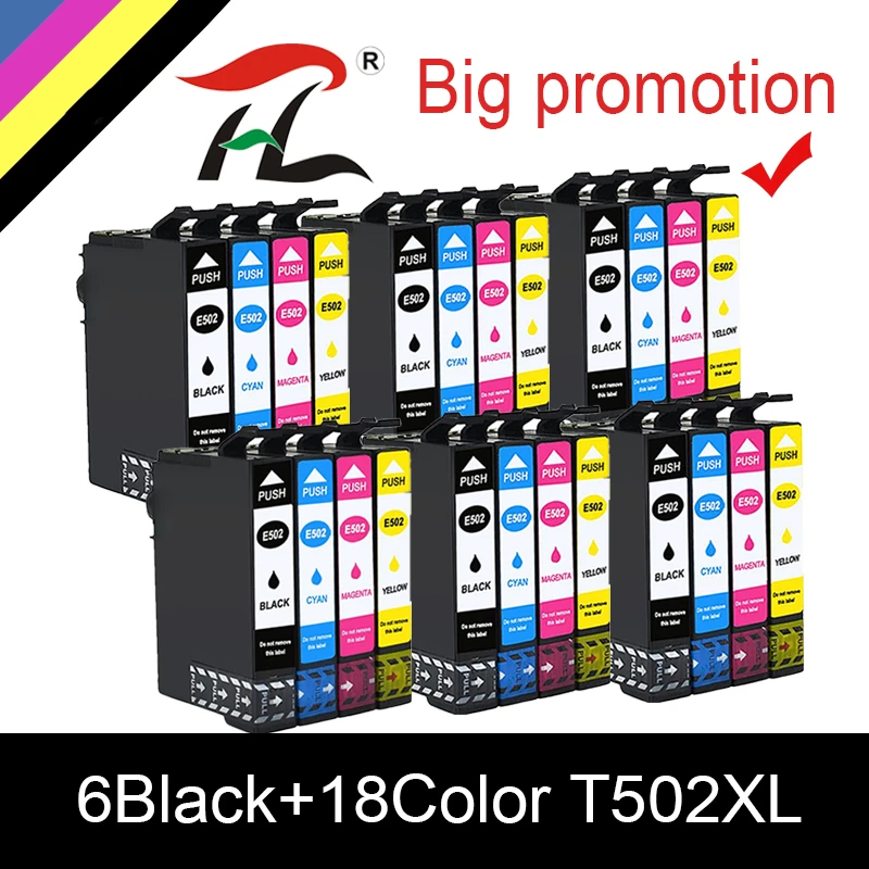 YLC Cartucho de tinta compatível para Epson Expression Casa, T502, T502XL, XP-5100, XP-5105, WorkForce WF-2860DWF, WF-2865DWF, 502XL