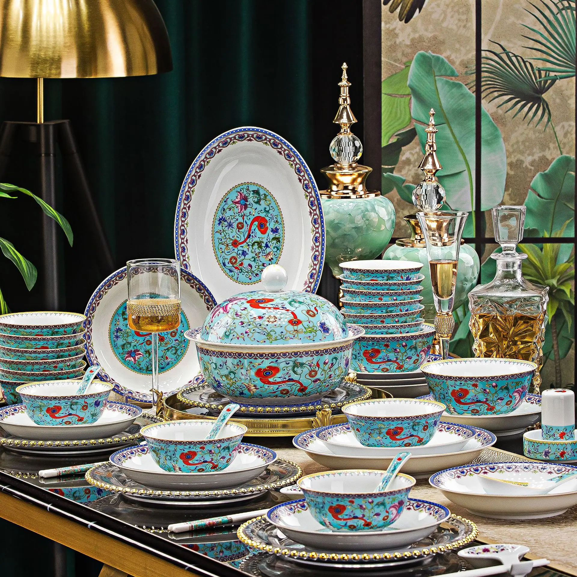 HYS new eight auspicious ceramic bowl ethnic wind ghee tea bowl Tibetan eight treasures tea bowl serving Tibetan restaurant