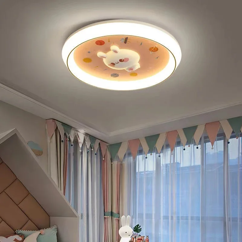 Modern Children Bedroom LED Ceiling Lamp Simple Living Foyer Girl Princess Room Nordic Cartoon Rabbit Ceiling Light Fixtures